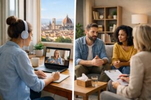 online vs in-person therapy in Italy