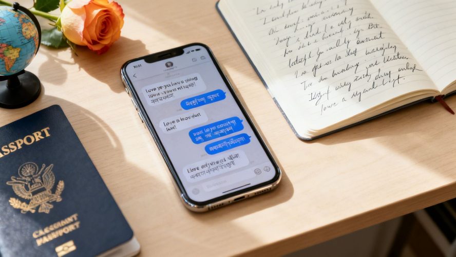 Love phrases for her romantic flatlay